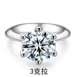 Hot Selling D Color Moissanite Ring 1/2/3/5 Carat Tiktok Net Red T Home Classic Six Claw S925 Sterling Silver Ring Female