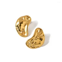 Studörhängen Youthway Waterproof Stainless Steel Hammer Cashew Shape Shiny 18K Gold Plated Trendy Jewelry for Women Gift