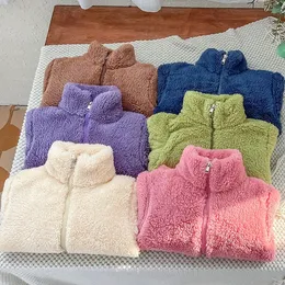 Jaqueta de meninos e meninas para 1-12 anos primavera e outono jaqueta de manga comprida roupas infantis cardigan de pelúcia suéter casual jaqueta infantil 240118