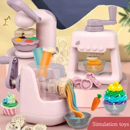 Diy colorido argila máquina de macarrão crianças fingir jogar brinquedo simulação cozinha sorvete terno modelo para menina brinquedos presente 240117