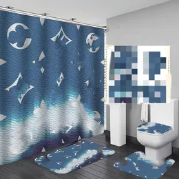 All-Match Home Shower Gardiner Europe Style Double Letter Bath Curtains Fashion Printed Non Slip Mats Badrumstillbehör