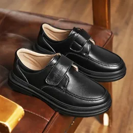 Children Casual Shoes Boy Black Leather Shoes Dress Party Oxford Vintage Student School Shoes Slip on Kids Flats for Boy 240117