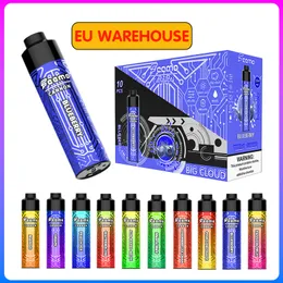 AB ABD Yerel Depo Tek Kullanımlık Vape Büyük Bulut Kalem Cihazı E Sigara Puff 10000 Şarj Edilebilir Hava Akışı Ayarlanabilir 18ml Mesh Bobini 0.5Ohm Cihaz Vape Kutusu