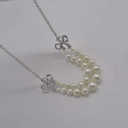 Viviennelies collana di perle a doppio strato con fiocco pieno di diamanti, gioielliere di design dal temperamento lussuoso da donna, Westwood For Woman, regali di festa di alta qualità