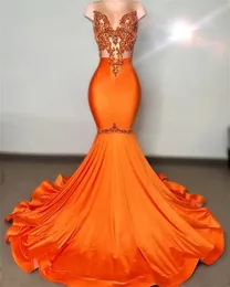 Chegada diamantes nova laranja sereia vestidos de baile 2024 sheer glitter grânulo cristal strass para meninas negras vestidos festa aniversário