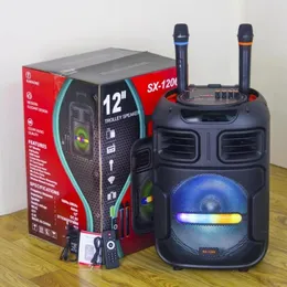 Lautsprecher 12 Zoll Outdoor-Subwoofer TWS Drahtlose Bluetooth-Lautsprecher Stereo Wiederaufladbarer Sound Big Woofer Trolley Tragbares Karaoke-Audio FM