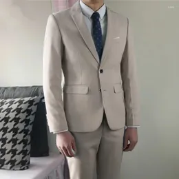 Men's Suits 2024 Boutique Business Solid Color Wedding Hostess Pants / Male Evening Dress Blazers Jacket Trousers 2 Pcs Set