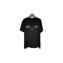 Balmani tshirt designer original kvalitet mens tshirts klassisk rund hals halva ärm axel knappar guld bokstav tryckt mens kvinnor kort ärm