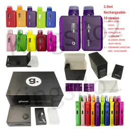 Ship from USA GHOST 2g Mini Disposable E-ciga Pen Empty Tank Rechargeable Device 10 Strains One Lot 100pcs