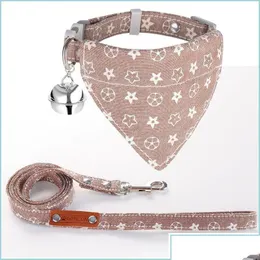 Dog Collars Leashes Collar Bandanas Leash Set Classic Old Flower Designer with Smell Dogs cat Pe Drop Delivery hom Dhoc7