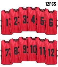 12 PCS Sports Vest Kid039S Football Pinnies Quick Drying Soccer Courseys Youth Sports Scremmage Training Practed Bibs Practice7955548