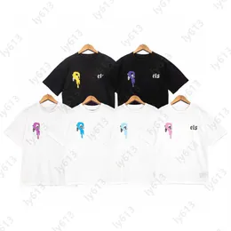 2024 Summer Mens Tshirt 디자이너 T Shits for Men Classic Letter Graffiti Print Fashion Casual Short Sleever Palms-Angels T 셔츠