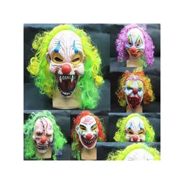 Partymasken Halloween Gruselmaske Latex Lustiger Clown Wry Face Oktobergeist Festival Emsion Terror Maskerade Kinder Adt 20 Stück Drop Dh2Dv