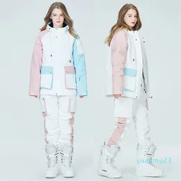 Jaquetas de esqui 2024 roupas de snowboard terno feminino inverno ao ar livre calor engrossado calças de esqui unissex/ambos homens e cn (origem)