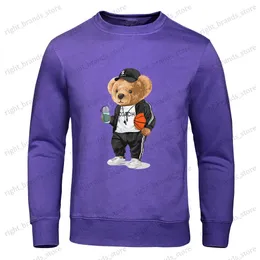 Hoodies masculinos moletom árbitro de basquete teddy bear impressão homens hoodies outono oversize hoodie harajuku confortável com capuz moda solta mulheres tops t240118