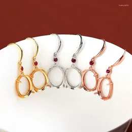 Dangle Küpeler 925 STERLING Gümüş Drop Kadın Nişan Düğünü 10x14mm Oval Cabochon Yarı Mount Fit Amber Turkuaz Ayarı