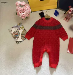 Varumärkesspädbarn Jumpsuits Letter Printing Boys Girls Knit Bodysuit Storlek 66-90 Långärmad nyfödd baby Crawling Suit Jan20