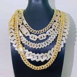 Biżuteria hip -hopowa 12 mm szerokość łańcucha kubańskiego Sterling Sier d vvs Moissanie Diamond Gold Gold Sier Color Cuban Link Chain