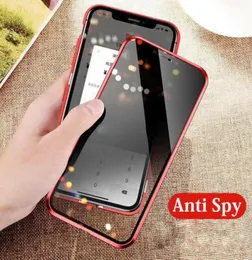 İPhone XR XS MAX X 8 için Antispy Manyetik Adsorpsiyon Metal Telefon Kılıfı Plus Temperli Cam ile Tam Kapsama Alüminyum Alaşım Çerçevesi51579990