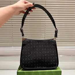 Bolsa de mão nas axilas Bolsa de designer Shop Hobo Bolsa de ombro Denim Tote Mulheres Novas Bolsas Bolsa Clássica Carta Pinking Hardware de Metal Alça de Couro de Alta Qualidade Preto