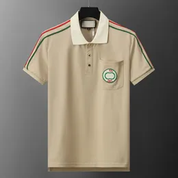 Erkek tasarımcı polo gömlek sıradan stilist kıyafetler kısa kol tasarımcıları polos moda şerit desen ön göğüs rozeti erkek yaz tişört asya boyutu m-3xl