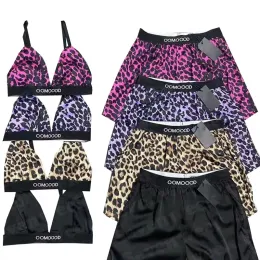 Leopard Print Womens Sling Vest Shorts Badkläder kostymer Designer Bikinis Sports BH 2st Sets mode Sexig Yoga Wear 30