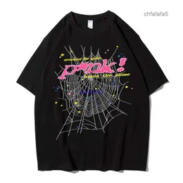 Xnaz Men's TシャツBlackair Wash Black Sp5der 555555パウダーサマーショートスリーブプリントポートレートYeストリートブランド