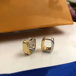 High quality gold and silver dual color earrings for women, fashionable, minimalist, luxurious designer earrings, gift jewelry, original box