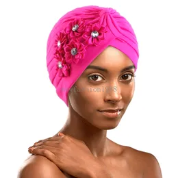 Zmarszczenie z wiertłem turban turban hat muzułmański w stylu głowa kapelusz kobiety moda głowa szalik chemioterapia czapka lady hair akcesoria