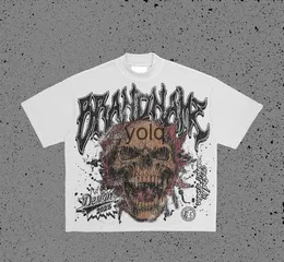 Projektant marki Męskie koszulki Vintage Gothic Wzór mężczyzn T Shirt Streetwear 2023 Nowe graficzne koszulki Punk Hip Hop Print Y2K TOPIZOWANY LUBY LUSKIE SKRÓTY Sleveyolq 962