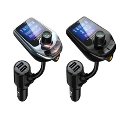 Bluetooth Car Kit D4 D5 Wireless MP3 Player Radio Transmitter O Adapter QC3.0 FM Speaker Fast USB充電器AUX LCDディスプレイ7615696ドロップDHXLA