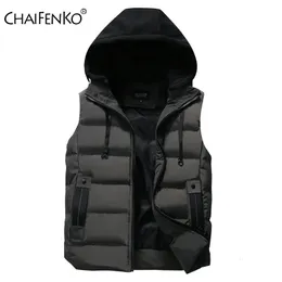 Chaifenko Mens Vest Jacket Winter Waterproof暖かいノースリーブの男性ファッションフード付きカジュアル秋の濃厚なウエストコート240117