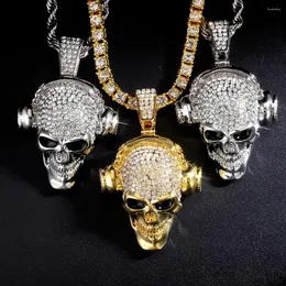 Pendant Necklaces Skull Skeleton Headset Necklace With 4mm Wide Rope Chain Fashion Jewelry For Men And Women Hip Hop