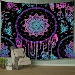 Tapeçarias psicodélicas lua dreamcatcher pena tapeçaria hippie grande boêmio mandala parede pano tapete teto sala decorvaiduryd