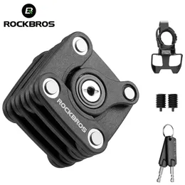 Locks Rockbros Hamburg Lock Bicycle Locks Anti Stöld Mini Foldbar Chain Lock MTB Road Key Cykel Kabellås Cykling Tillbehör