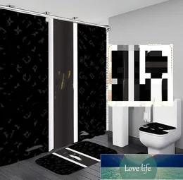 Nya hemduschgardiner Europe Style Double Letter Bath Curtains mode tryckta non slip mats badrumstillbehör