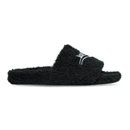 Högkvalitativa skor tofflor vinter fluffig mule platt loafers designers glider casual sko sandale varma skjutreglage broderier kvinnor mens bekväm sandal lyxys