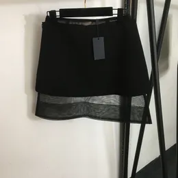 Zweiteiliges Damen-Röcke-Kleid, luxuriöser Designer-Mesh-Schwarzrock für Frau, eleganter sexy Minirock