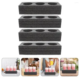 Tea Cups 4 Pcs Tray Milk Drink Cup Holder For Car Foam Take Out Pearl Cotton Takeout Beverage Carrier