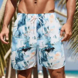 Shorts masculinos homens troncos de natação moda graffiti impressão anti-rugas placa juventude tie-dye cordão havaiano beachwear