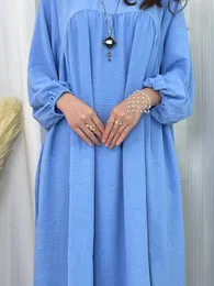 Ropa étnica Musulmán Abaya para mujeres Cuello redondo Oración azul Medio Oriente Dubai Árabe Robe Moda Ramadán Gulban