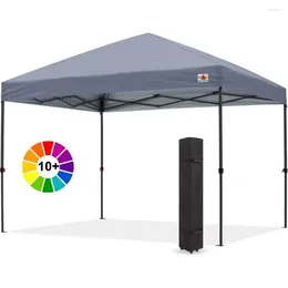 Tält och skyddsrum Hållbar Easy Up Canopy Tält 10x10 Vattentäta utomhusmonskor Grått godsfritt campingförsörjning Trädgårdsvandring