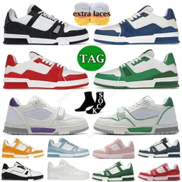 Nuovo Virgil Trainer in rilievo Scarpe casual Pelle di vitello Sovrapposizioni basse Verde Abloh Denim Arancione Marrone Bianco Tela da tennis Sneakers di marca Taglia EUR36-45