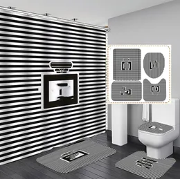 샤워 커튼 세트 욕실 목욕 스크린 안티 슬립 화장실 뚜껑 커버 카펫 깔개 부엌 홈 장식 도매