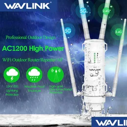 ルーターWavlink High Power AC1200600300 Outdoor Wireless WiFi Repeater Apwifi Router Dual Dand 2.4G5GHz Long Range ExtenderPoe 230901 Dhehw