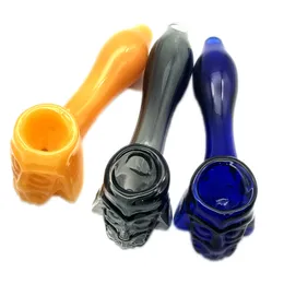 Qbsomk Pyrex Ölbrenner Pfeifen Löffel Totenkopf Glaspfeifen Handpfeife Glas Rauchpfeifen Tabak Trockenkräuter für Silikonbong Glasbubbler