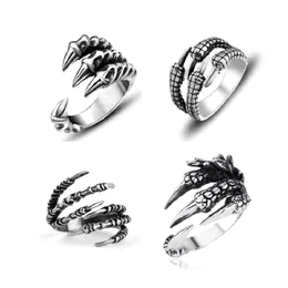 30PCS أزياء المجوهرات خواتم Dragon Claws Silver Plated Mens Womens Excesssories Trendy Exclseory Wholesale Lot Punk Style Party Gifts