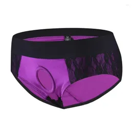 Calcinha das mulheres calcinha y briefs renda sem costas roupa interior wearable cinta no arnês para mulheres homens lingerie aberto pênis buraco gay dh5tg