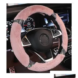 Steering Wheel Covers Ers Winter Diamond Sparkling Fashion Custom Women Girl Warm P Car Suv Protector Decoration Drop Delivery Automob Dhbcn