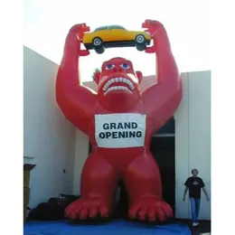 wholesale Advertising cartoon 7.5meters red green purple inflatable gorilla chimpanzee with car custom logo printed for promotion